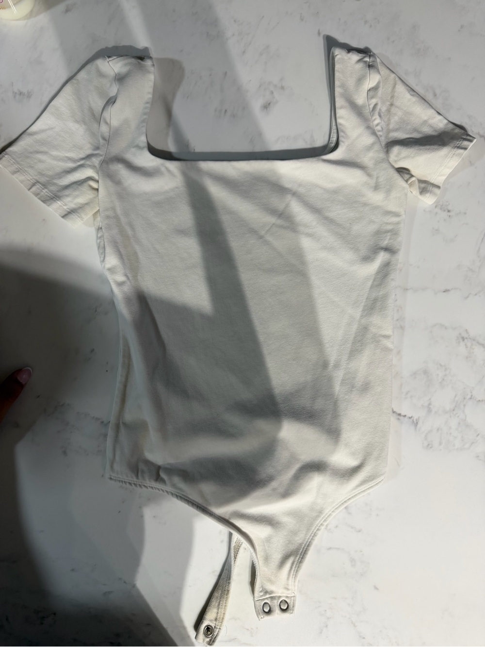 Express Square Neck Short Sleeve Bodysuit in White